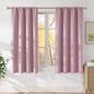 NICETOWN Pink Faux Linen Room Darkening Rod Pocket Curtains 63 inch Length, W42 x L63, Light Blocking Thermal Insulated Noise Reducing Drapes for Bedroom Living Room Farmhouse Decor, 2 Panels