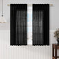 Nanspring Black Linen Sheer Curtains 54 Inch Length 2 Panel Set Back Tab Pocket Semi Sheer Light Filtering Short Curtain Soft Elegant Aesthetic Small Window Drapes for Bathroom 52x54 inches Long