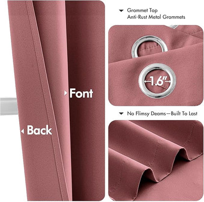 MIULEE Dusty Rose Blackout Curtains for Bedroom Living Room 84 Inches Long 2 Panels, Thermal Insulated Room Darkening Drapes Solid Grommet Noise Reduction Light Blocking Window Treatments 40x84 Inch
