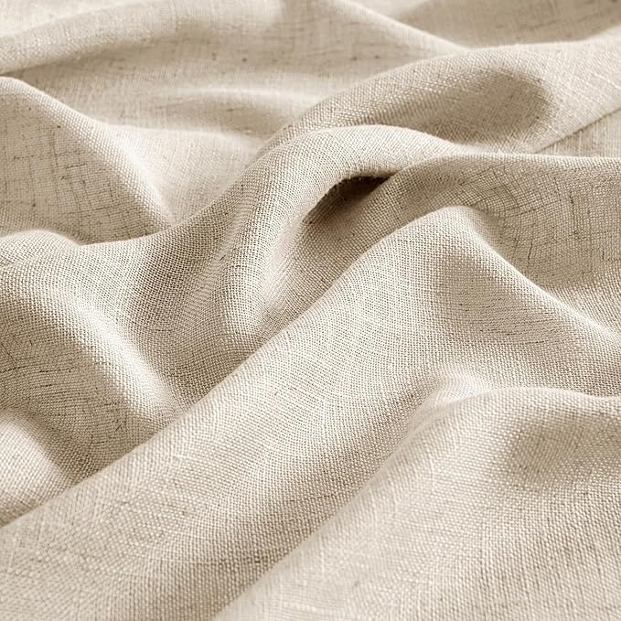 MIULEE Light Taupe Linen Curtains 72 Inch Length 2 Panels for Bedroom Living Room, Soft Linen Textured Window Drapes Semi Sheer Light Filtering Back Tab Rod Pocket Farmhouse Modern Burlap Look Decor