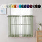 Chyhomenyc Sage Green Sheer Curtains 36 Inch Length, Short Voile Sheer Window Curtians for Small Window Bathroom Cafe Living Room, Set of 2, 42W x 36L inches, Rod Pocket,