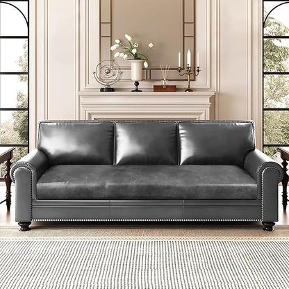Leather Look Couch Cushion Covers Sofa Seat Slipcovers Sets Couches Furniture Protector for Sectional Armchair Loveseat Pets Kids Stretch Spandex Fabric (1 Cushion XL Sofa, Light Grey)