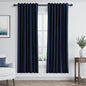 Guken Navy Blue 100% Blackout Linen Curtains 63 Inch Length 2 Panels Set for Living Room Bedroom Back Tab Thermal Insulated Black Out Drapes Room Darkening Farmhouse Window Curtains 63 Inches Long
