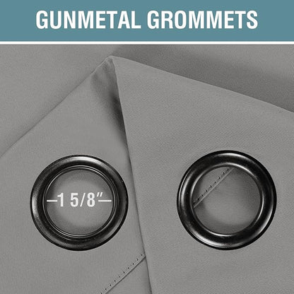 H.VERSAILTEX Blackout Room Darkening Thermal Insulated Grommet Window Curtains Drapes Draperies for Living Room/Bedroom, Energy Saving Curtains for Patio Door, Dove Gray, 1 Panel, 52" W x 96" L