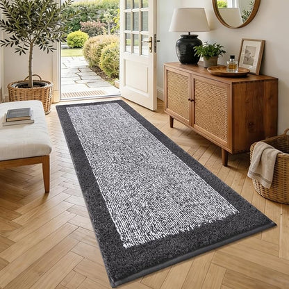 70x24 Long Bathroom Rugs Washable Non Slip, Dark Grey Bath Mat for Bathroom Floor Tub, Soft Absorbent Quick Dry Mats for Shower, Bathtub,Home Decor