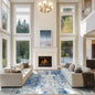 10x14 Area Rugs for Living Room Rug Washable: Abstract Large Rug Indoor Modern Carpet Non Slip for Dining Room Bedroom Nursery Home Office Blue Grey White