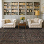 Dark Brown Washable Area Rug for Living Room - 6x9 Oriental Area Rug for Dining Room Under Table, Low Pile Non-Slip Floor Carpet for Bedroom - Vintage Botanical Floral Design & Stain Resistance