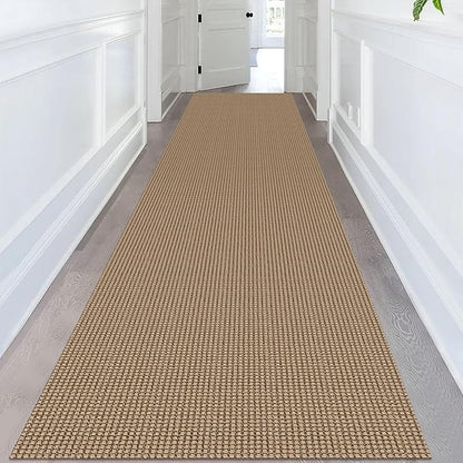 KOZYFLY Extra Long Runners for Hallways 3x14 ft Washable Kitchen Runner Non Slip Rubber Backed Hallway Rug Cotton Entryway Runner Rug Floor Carpet for Indoor Hall, Kitchen, Stair, Tan/Orange/Brown