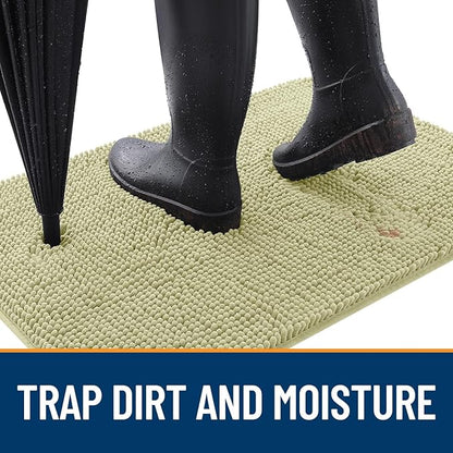 OLANLY Dog Door Mat for Muddy Paws 54x24, Absorbs Moisture and Dirt, Absorbent Non-Slip Washable Doormat, Quick Dry Chenille Mud Mat for Dogs, Entry Indoor Entryway Carpet for Inside Floor, Vanilla