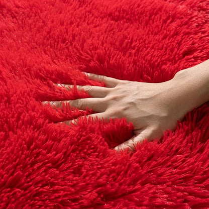 Rugs for Living Room 9x12, Soft Shaggy Modern Shag Area Rug for Bedroom, Upgrade Non-Slip Plush Fluffy Carpet for Kids Boys Girls Room Home Decor Aesthetic, Red