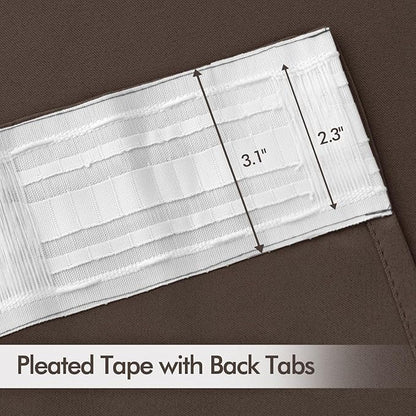 MIULEE Chocolate Brown Back Tab Blackout Curtains 90 Inches Long 2 Panels Set for Living Room Bedroom Privacy, Rod Pocket/Pinch Pleat Thermal Insulated Room Darkening Pleated Light Blocking Drapes