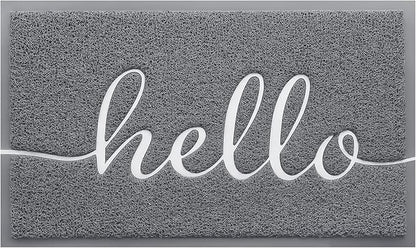 BeneathYourFeet Door Mat (32"x20",Grey), Welcome Mat Low Profile Front Doormat Indoor Outdoor Door Non Slip Rugs for Entryway, Patio, High Traffic Areas