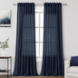 Navy Blue Linen Curtains 90 inch Length for Bedroom Boys Men Back Tab Modern Farmhouse Nautical Decor Blue Sheer Privacy Curtain Panels Set of 2 for Dining Room Indigo