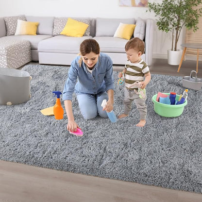 Chicrug Soft Area Rugs for Bedroom Living Room Plush Fluffy Rug 4x6 Feet, Shag Furry Area Rug Carpet Non Shedding for Nursery Children Kids Girls Room Home Decorative, Grey