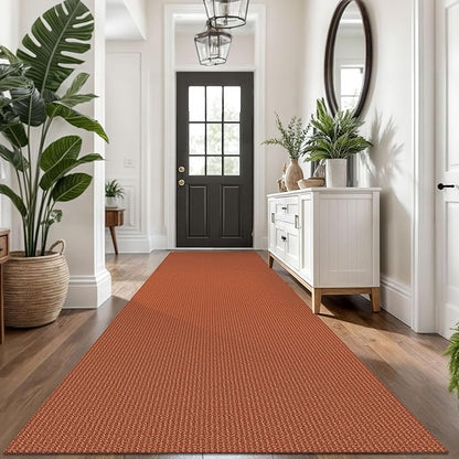 KOZYFLY Extra Long Runners for Hallways 3x14 ft Washable Kitchen Runner Non Slip Rubber Backed Hallway Rug Cotton Entryway Runner Rug Floor Carpet for Indoor Hall, Kitchen, Stair, Orange/Tan
