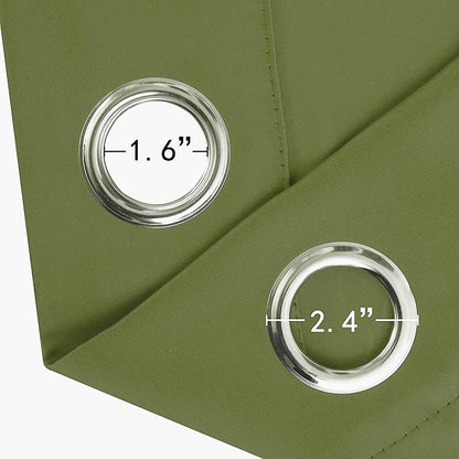 LEMOMO Olive Green Thermal Blackout Curtains/52 x 72 Inch/Set of 2 Panels Room Darkening Curtains for Bedroom