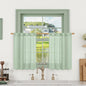 LAMIT Linen Curtains 30 Inch Length for Cafe, Semi Sheer Light Filtering Panels Back Tab and Rod Pocket Neutral Drapes for Basement/Window/Loft Room, Fresh Green, 2 Panels, 34 x 30 Inch