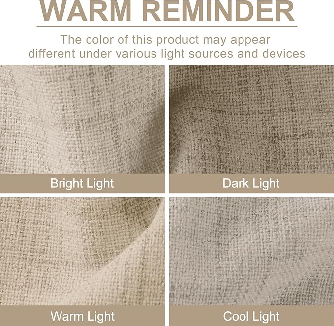100% Blackout Shield Linen Blackout Curtains for Bedroom 120 Inches Long, Back Tab/Rod Pocket Living Room Drapes, Thermal Insulated Blackout Curtains 2 Panels Set, 50" W x 120" L, Oatmeal