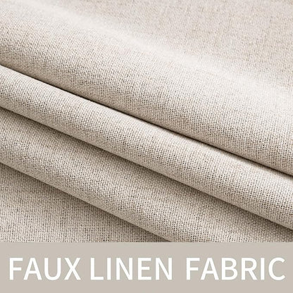 MIULEE Linen Textured Curtains for Bedroom Solid 100% Blackout Thermal Insulated Natural Grommet Room Darkening Curtains & Drapes Luxury Decor for Living Room Nursery 52 x 45 Inch (2 Panels)