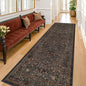 Dark Brown 2'6" x 8' Runner Rug for Hallways Non Slip, 8ft Extra Long Floor Runner for Kitchen, Entryway Indoor, Washable Rubber Backing Stain Resistant - Vintage Dark Botanical Floral Décor