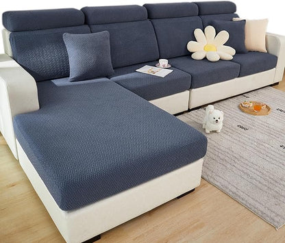 Couch Cushion Covers for Sofa Couch Covers Wear-Resistant Universal Sofa Cover Washable Stretch for Sectional Slipcovers (Texture-Gray Blue,Back Cover L)