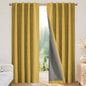 Joydeco Blackout Curtains for Bedroom - 100% Light Blocking 2 Panels Set Yellow Drapes 66" W x 96" L, Thermal Insulated Room Darkening Curtains, Linen Textured for Living Room, Rod Pocket & Back Tabs