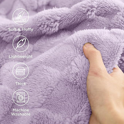 Bedsure GentleSoft Blankets Queen Size for Bed - Super Soft Cozy Blanket for Kids Girls, Large Fuzzy Fleece Throw for Bedroom Decor, Lavender Fog, 90x90 Inches