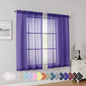 Simplebrand Purple Short Sheer Curtains 45 Inch Length for Small Windows, Rod Pocket 2 Panels Set Solid Voile Drapes Window Sheer Curtains for Bedroom Bathroom Kids Room Kitchen, 42x45 Inch