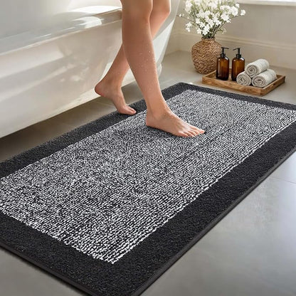70x24 Long Bathroom Rugs Washable Non Slip, Dark Grey Bath Mat for Bathroom Floor Tub, Soft Absorbent Quick Dry Mats for Shower, Bathtub,Home Decor