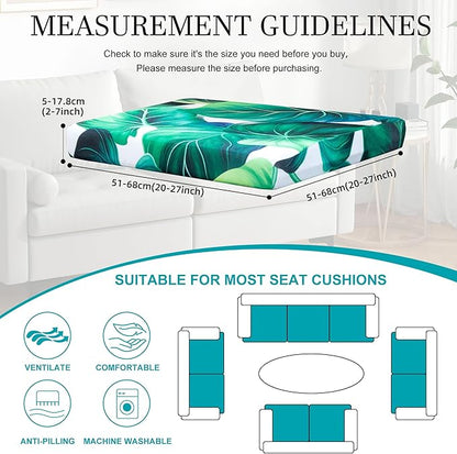 12 Pcs Stretch Patio Cushion Covers,Outdoor Couch Covers Replacement,Outdoor Couch & Sofa Slipcovers,for Patio Furniture Cushion Covers,Washable Reusable Furniture Protector (Green Leaf,Cover Only)