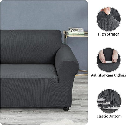 Joccun Stretch Chair Couch Cover,1-Piece Sofa Slipcover Spandex Jacquard Fabric Sofa Covers with Elastic Bottom,Washable Furniture Protector for Dogs,Cats,Kids(Armchair,Charcoal)