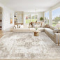 Area Rug 10x14 Washable Rug, Vintage Boho Medallion Rugs Non-Slip Soft Low Pile Large Distressed Rug Indoor Retro Carpet for Living Room Bedroom Dining Room Home Office (Taupe, 10'x14')