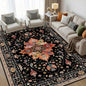 Area Rugs 5'x7' Washable Non-Slip, Floral Vintage Distress Print Pattern Medallion Carpet for Living Room Bedroom Dining Room, Black Colorful Floral Dark Tan