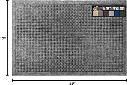 GORILLA GRIP® Ultra Absorbent Front Door Mat Outside Entrance, Traps Dirt and Moisture, HydroABSORB Indoor Outdoor Doormat Holds Up to 1.7 Cups Water, Stain and Fade Resistant Welcome Mat, 29x17, Grey