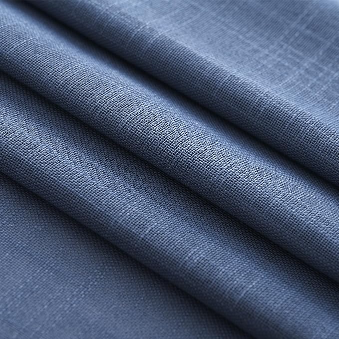 Navy Blue Curtains for Living Room Back Tab Modern Farmhouse Semi Sheer Blue Curtains 132 inches Long 2 Panels Set Muted Neutral Window Curtain for Dining Room Bedroom 52x132