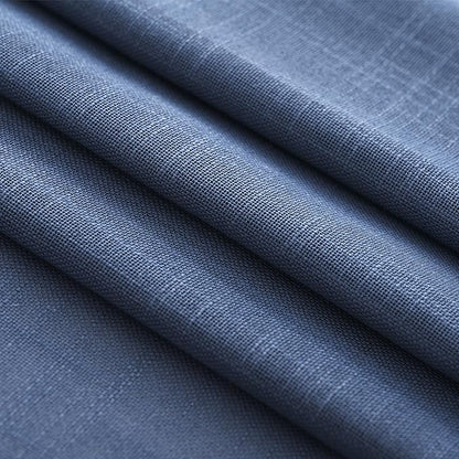 Navy Blue Curtains 84 inch Length for Bedroom Back Tab Light Filtering Semi Sheer Blue Living Room Curtains Linen Cotton Textured Indigo Blue Drapery Panel Modern Aesthetic Decor 42" Wx84 L