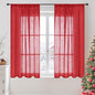 BGment Red Linen Curtains 54 Inch Length for Bedroom Window, Semi Sheer Drapes Lightweight Rustic Textured for Living Room Farmhouse with Rod Pocket, 2 Panels Set, Each 42 Inch Wide