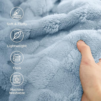 Bedsure GentleSoft Twin Blanket for Bed Light Blue - Super Soft Cozy Blankets for Kids Girls, Cute Fuzzy Fleece Throws for Bedroom Couch, 60x80 Inches