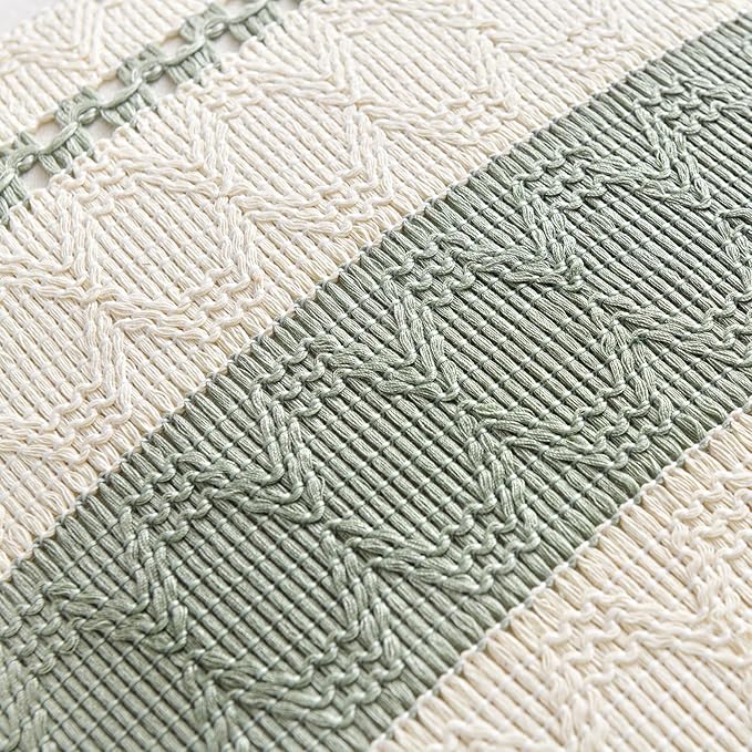 Fancy Homi Set of 1 Sage Green Boho Decorative Throw Pillow Covers 22x22 Inch for Living Room Bedroom Couch Bed Indoors, Rustic Retro Cushion Case 55x55 cm, Bohemian Room Home Decor