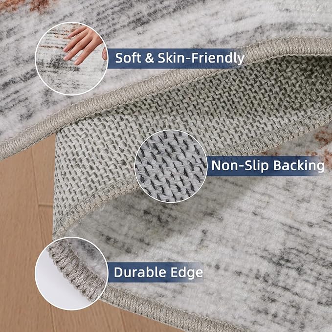 Washable Runner Rugs 3x10 Abstract Kitchen Runner Rug Non Slip Backing, Ultra-Thin Carpet Runners for Hallway 10 ft,Long Rug Runner for Entryway Living Room Bedroom Laundry Room