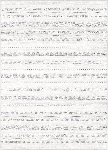Nakagishi 6x8 Area Rugs Living Room: Washable Boho Large Neutral Soft Farmhouse Rug Stain Resistant Modern Indoor Floor Non-Slip Carpet for Bedroom Nursery Kids Playroom Office Dining Room Dorm- Gray