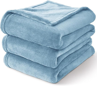 BEDELITE Fleece Blanket King Size Blankets for Bed, Luxury Plush Cozy Fuzzy Blanket 108x90 inches, Super Soft Warm Lightweight Throw Blanket All Seasons Suitable, Washed Blue