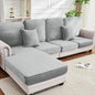 Couch Cover 8-Piece Elastic Velvet Couch Cushion Covers & Chaise Slipcovers for L-Shaped Sofas - Sofa Seat Covers Washable, Soft Protector for Couches (7 Seater + Chaise, Light Grey)