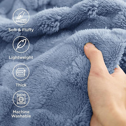 Bedsure GentleSoft Ashley Blue Throw Blanket for Couch - Super Soft Cozy Blankets Gifts for Kids Girls, Cute Small Fleece Throws for Bedroom Home Decor, 50x70 Inches