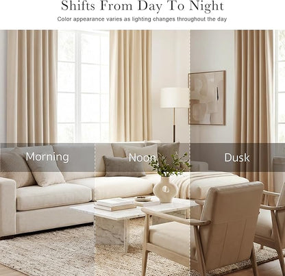 PONY DANCE Short Curtains Half Window Curtains, Kitchen & Bathroom, Width 29 x Length 30 inches, Biscotti Beige, 2 Pieces