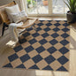 Lahome Colette Checkered Easy Jute Entryway Rug, 3x5 Washable Area Rugs for Living Room Outdoor Patio, Non Slip Blue Indoor Door Mat Checkerboard Throw Carpet for Entry Front Door Guestroom Deck