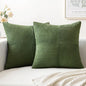 MIULEE Moss Green Decorative Throw Pillow Covers 16x16 Inch for Couch Bed Sofa Spring Decor Pack of 2 Boho Farmhouse Throw Pillows Soft Cross Corduroy Patchwork Textured Cushion Cases