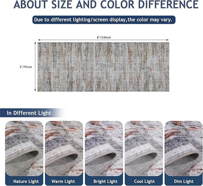 3x8 Runner Rug Non Slip Washable Rugs for Hallways, Abstract 8ft Kitchen Runners Rug for Entryway,Stain Resistant Rug Runner，Ultra-Thin Kitchen Mats for Living Room Bedroom