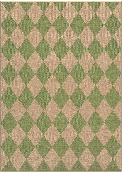 Lahome Colette Checkered Washable Rugs 5x7, Green Area Rug Neutral Large Outdoor Patio Living Room Rug, Farmhouse Non Slip Non Shedding Floor Carpet for Courtyard Camping