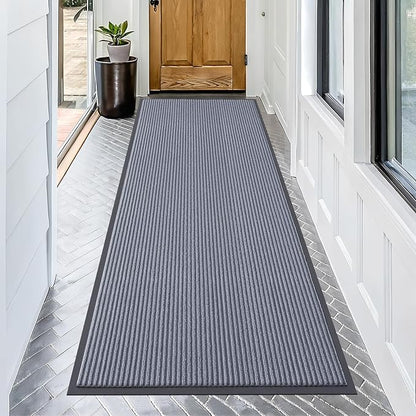 OLANLY Front Door Mat Indoor Outdoor Entrance, Waterproof Heavy Duty Doormat, Fade Resistant, Low Profile, Easy Clean Patio Porch Welcome Floor Mats for Entry, 71x34, Ash Grey